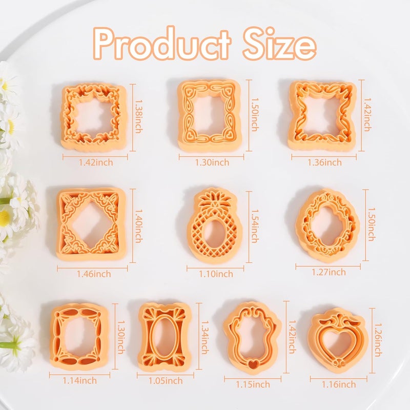 Puocaon Vintage Frames Clay Cutters - 10 Pcs Boho Polymer Clay Cutters, Frame Window Pineapple Shape Cutter Kit for Jewelry Earring Necklace Making - Image 3